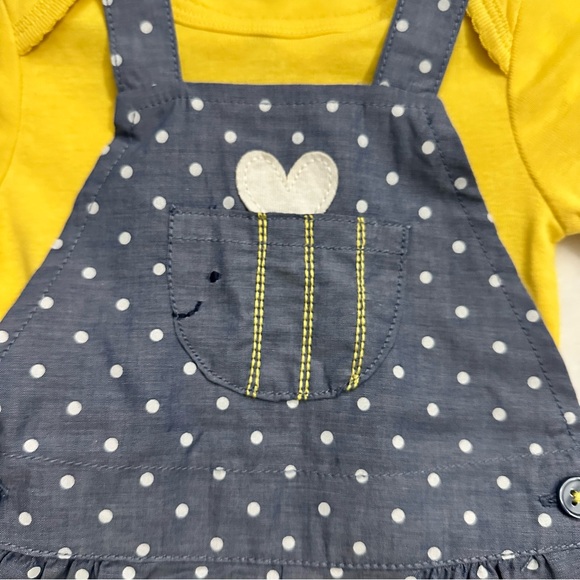 2/$20 Carters Polka Dot Heart Overall Dress Set, 12m - Picture 3 of 5